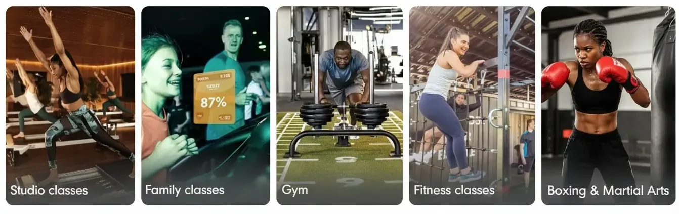 Different types of David Lloyd Membership options including gym, swim, and family memberships 